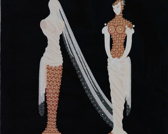 Erte Print, Vintage Art Deco, Alphabet Series 