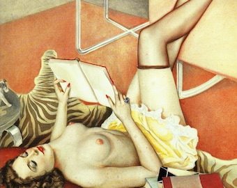Original Vintage Alberto Vargas  Print Book Plate Watercolor, Aquarelle