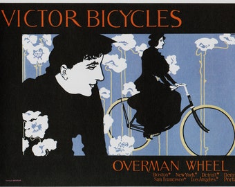 Vintage Art Nouveau Bicycle Poster by Will Bradley, 1899