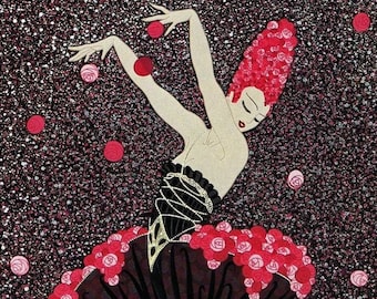 Original Vintage ERTE Art Deco Print Fashion Book Plate Rose Dancer