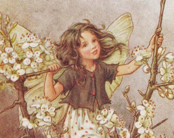 花の妖精：アーモンドの花の妖精 ヴィンテージプリント 1930年頃