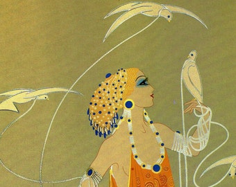 AFRODITA Chic Original Vintage ERTE Art Deco PRINT Placa de libro de moda