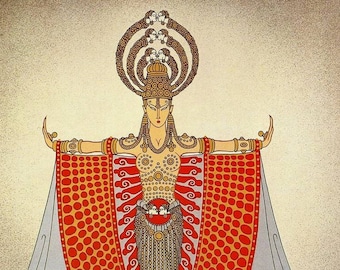 Vintage ERTE Art Deco Print INDOCHINA Original Fashion Poster Book Plate