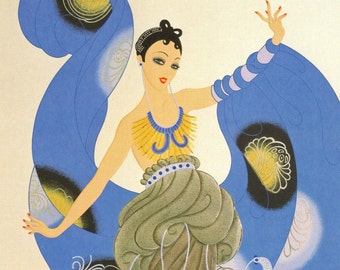 Authentic Vintage ERTE Art Deco Print A Dream Fashion Book Plate