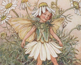 タバコカード（1896年頃）Nymph（妖精）シリーズ 英国製 1枚 花の妖精: 無臭のメイウィードの妖精 ヴィンテージプリント 1930年頃