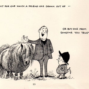 Original 1962 Divertido THELWELL HORSE / PONY Vintage Art Cartoon Print
