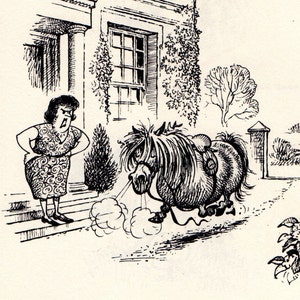 Original 1965 Lustiges THELWELL HORSE / PONY Vintage Art Cartoon Druck