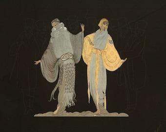 Authentic Vintage ERTE Art Deco Print Ebony and White Fashion Book