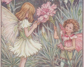 Flower Fairies: The PINK FAIRIES Vintage Print c1930 by Cicely Mary Barker