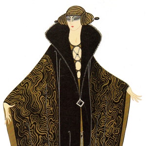 Chic Original Vintage ERTE Art Deco Print the GOLDEN CLOAK Fashion Book ...