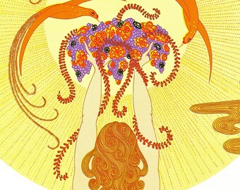 NOON Chic Original Vintage ERTE Art Deco Impresión Moda Libro Placa