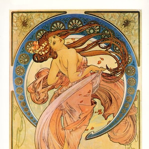 Alphonse MUCHA 1976 Autêntico Vintage Art Nouveau PRINT "La Danse"