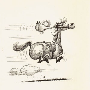 Impression originale de dessin animé vintage drôle de cheval de THELWELL / poney de 1965