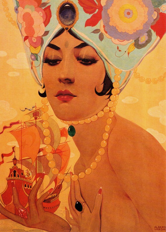 Original Vintage Alberto Vargas Print Scheherazade Book Plate