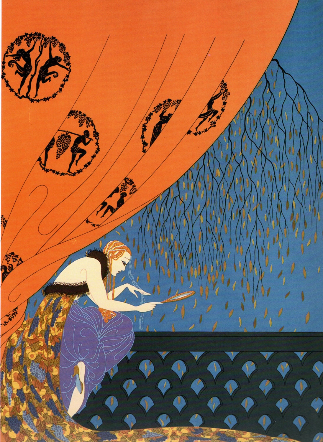 FALL AUTUMN Chic Original Vintage ERTE Art Deco Print Fashion Book