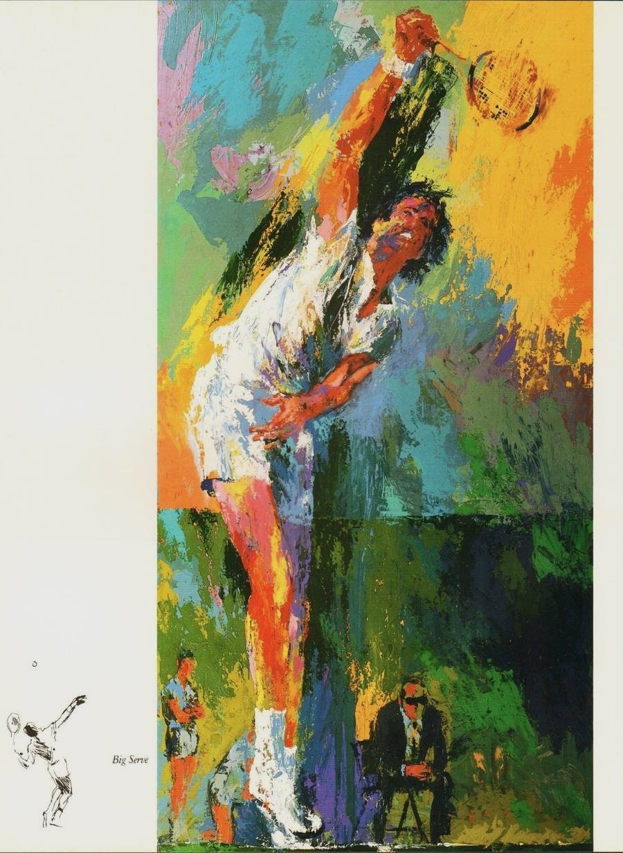 TENNIS "The Big Serve" Original Vintage Leroy NEIMAN Print Buch Platte