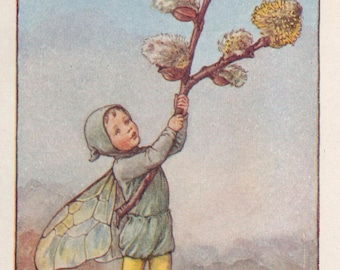 花の妖精：アーモンドの花の妖精 ヴィンテージプリント 1930年頃