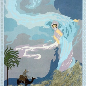 Chic Original Vintage ERTE Art Deco PRINT SANDSTORM Fashion Book Plate