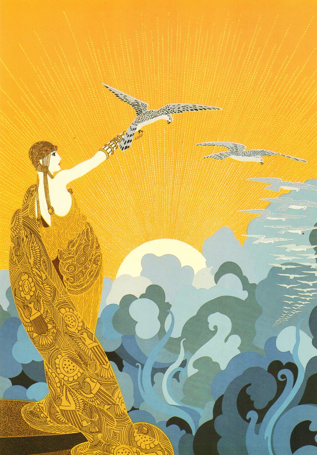 Chic Original Vintage ERTE Art Deco Print WINGS of VICTORY Fashion