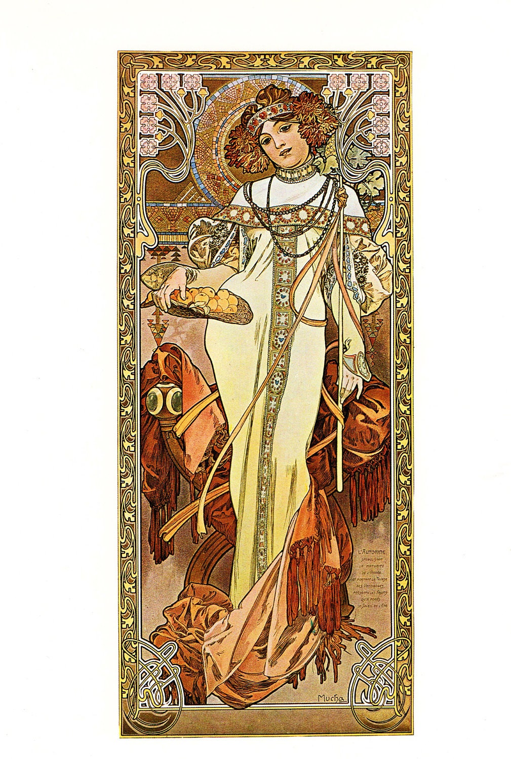 Alphonse MUCHA 1976 Authentic Vintage Art Nouveau PRINT 