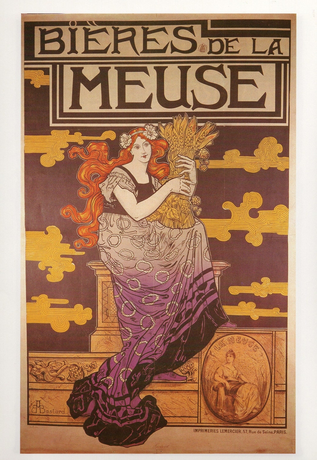 Original Vintage Art Nouveau Exhibition Poster E.A. BASTARD