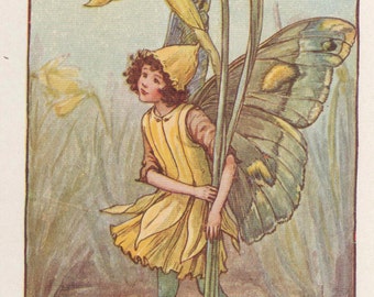 Flower Fairies: The DAFFODIL FAIRY Vintage Print c1930 by Cicely Mary Barker