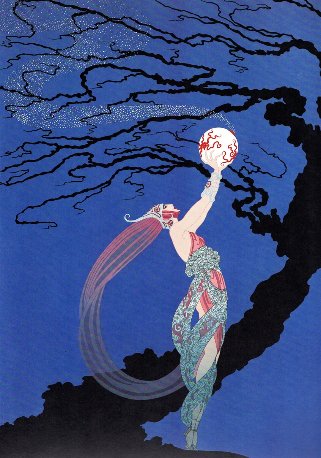 エルテ　ERTE フラワードレス　シルクスクリーン 女性のダンス アート エルテERTE フラワードレスシルクスクリーン 女性のダンス アート