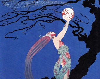 Chic Original Vintage ERTE Art Deco Print FIREFLIES Fashion Book Plate