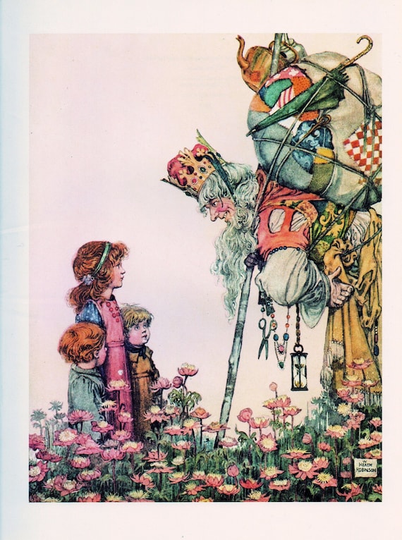 ヒース・ロビンソンのヴィンテージプリント：トロイの王の挿絵、1975年