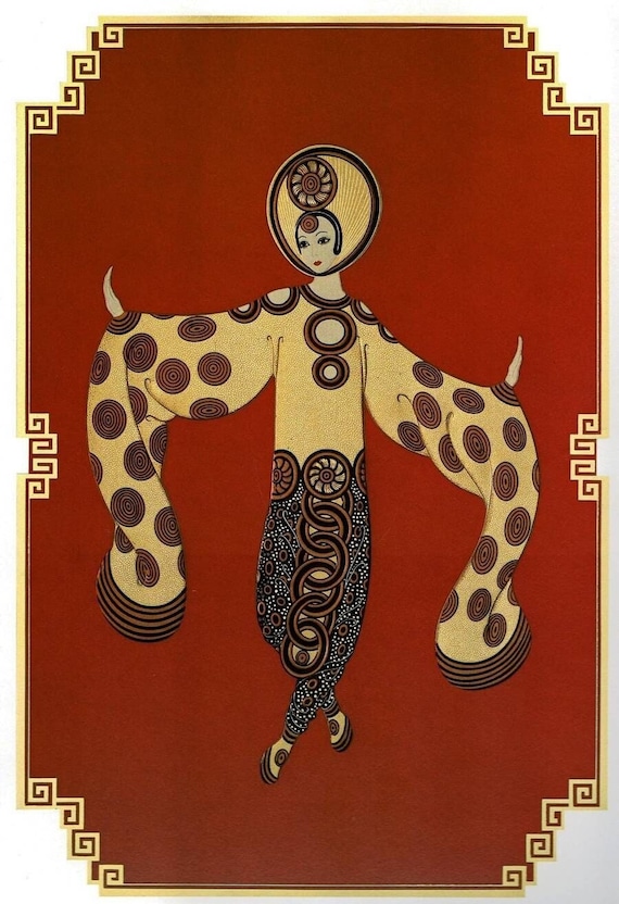 エルテ・アール・デコ版画：アジアの王女のファッションイラスト（1982