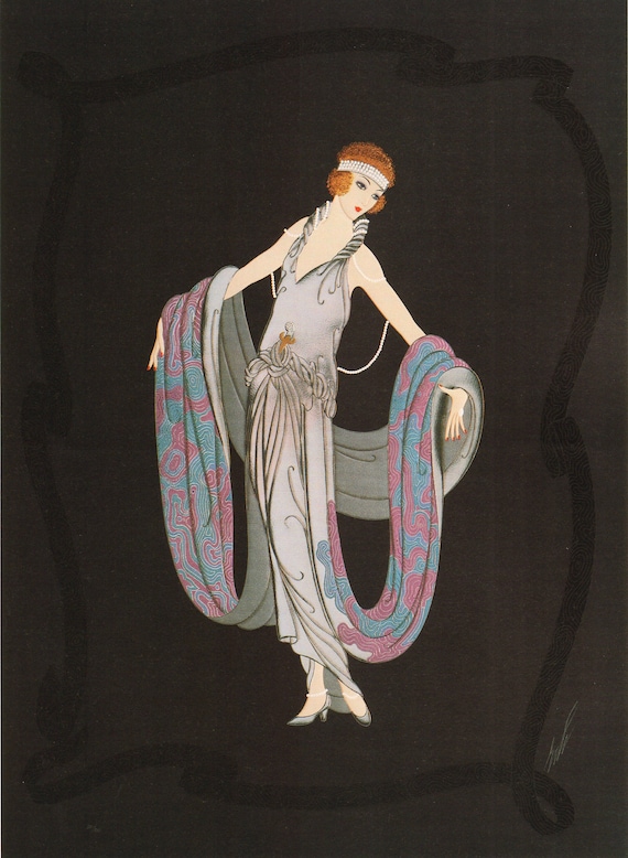 GALA Chic Original Vintage ERTE Art Deco Print Fashion Book Plate