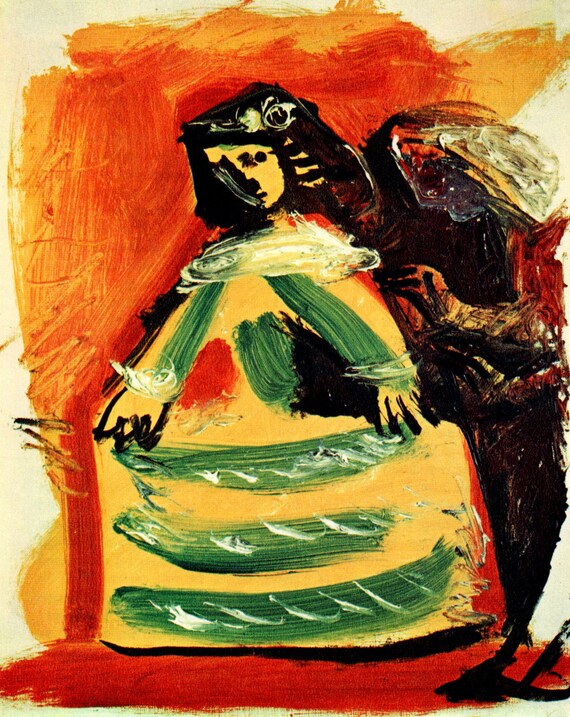 Vintage 1961 Pablo Picasso Deep Green Still Life Art Print Vintage 1961 Pablo Picasso Deep Green Still Life Art Print