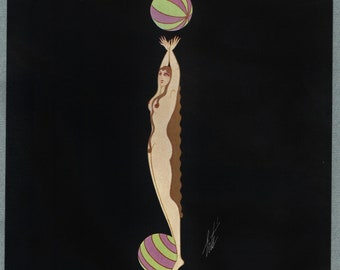 Erte 1972 - Alphabet Series - W - CIRCUS HORSES and Man W