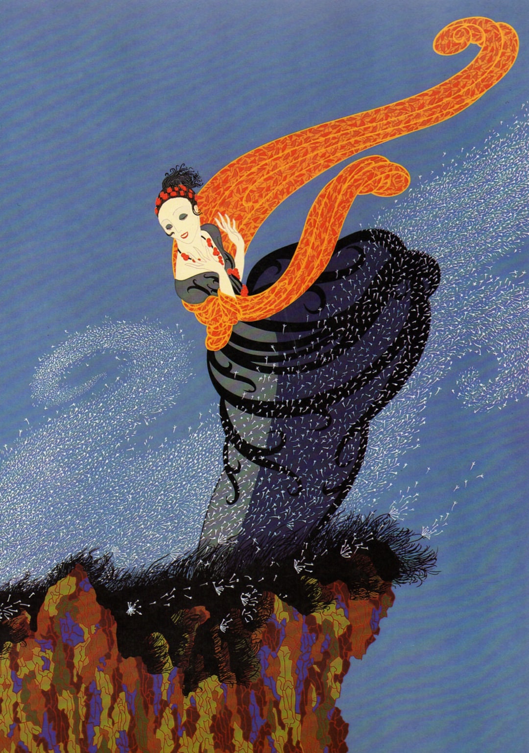 Chic Original Vintage ERTE Art Deco Print SUMMER BREEZE Fashion