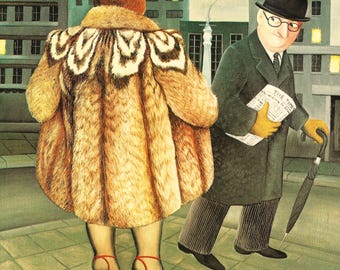 Mon manteau de fourrure Beryl Cook Plaque livre originale drôle vintage impression d'art
