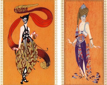 Chic Original Vintage ERTE Art Deco Print WINGS of VICTORY Fashion