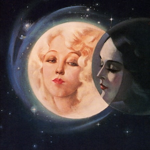 Original Vintage Alberto Vargas  Print Book Plate Moonlight Eclipse