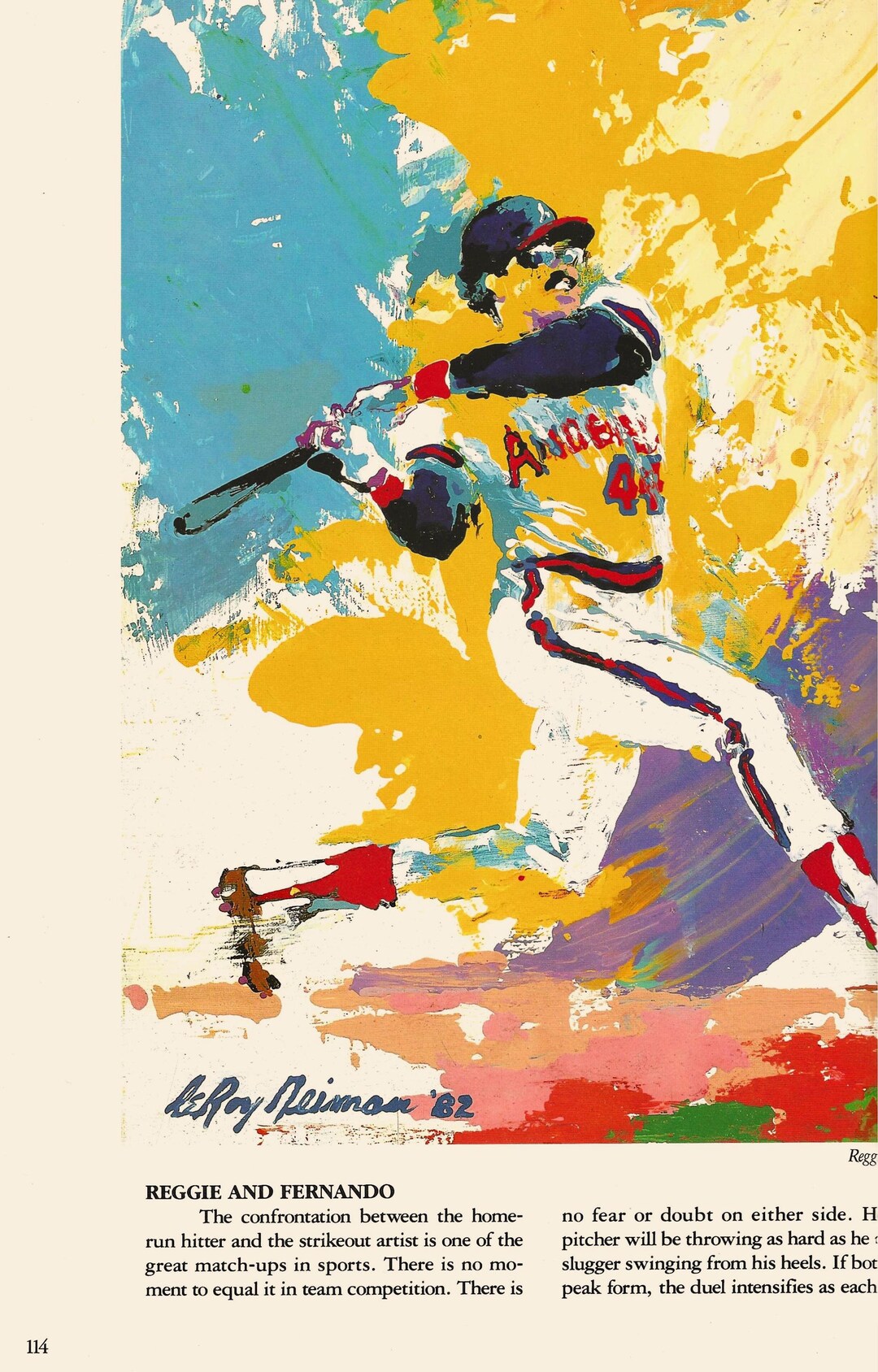 BASEBALL Original Vintage Leroy Neiman Sport Print Poster REGGIE