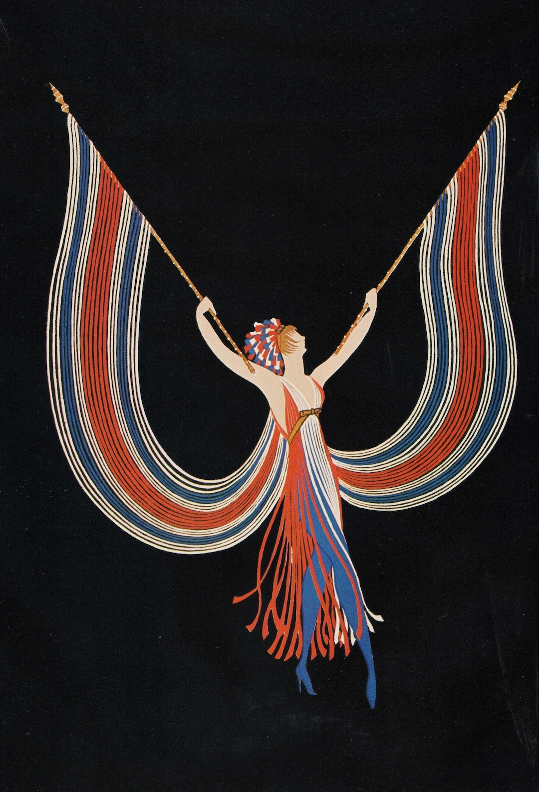 Erte Art Deco Print FLYING COLOURS Costume 1978 Original Vintage Book ...