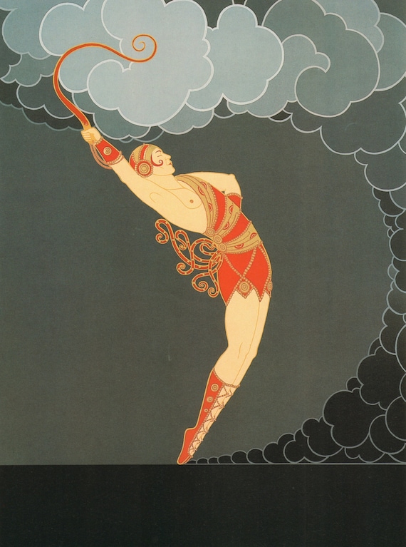 chic original vintage erte art deco print the etsy