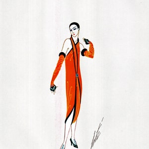 MANHATTAN MARY New York Original Limited Edition Vintage Erte Art Deco / Nouveau Print 1980