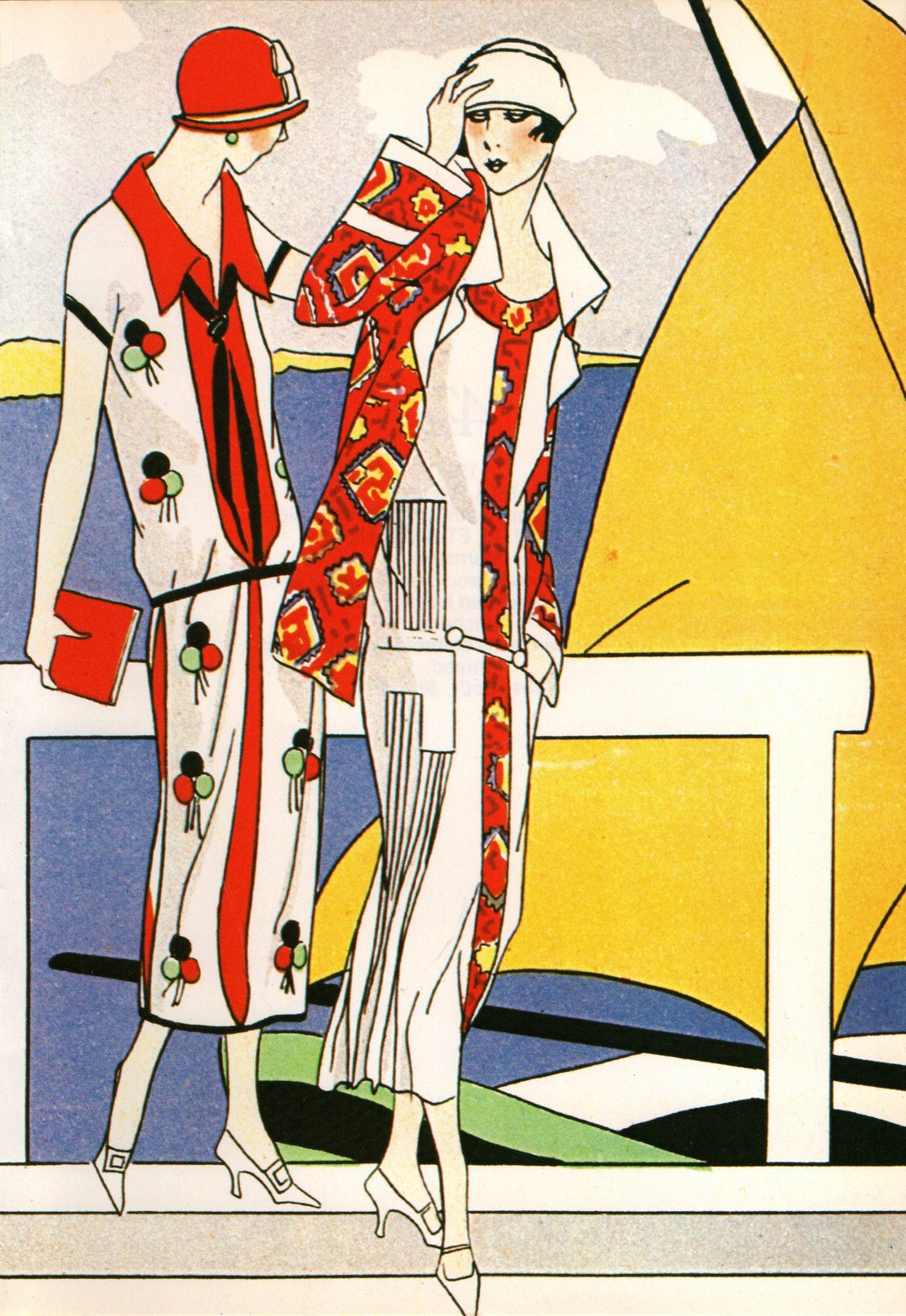 Authentic 1979 Vintage Art Deco Fashion Print Art, Gout, Beaute