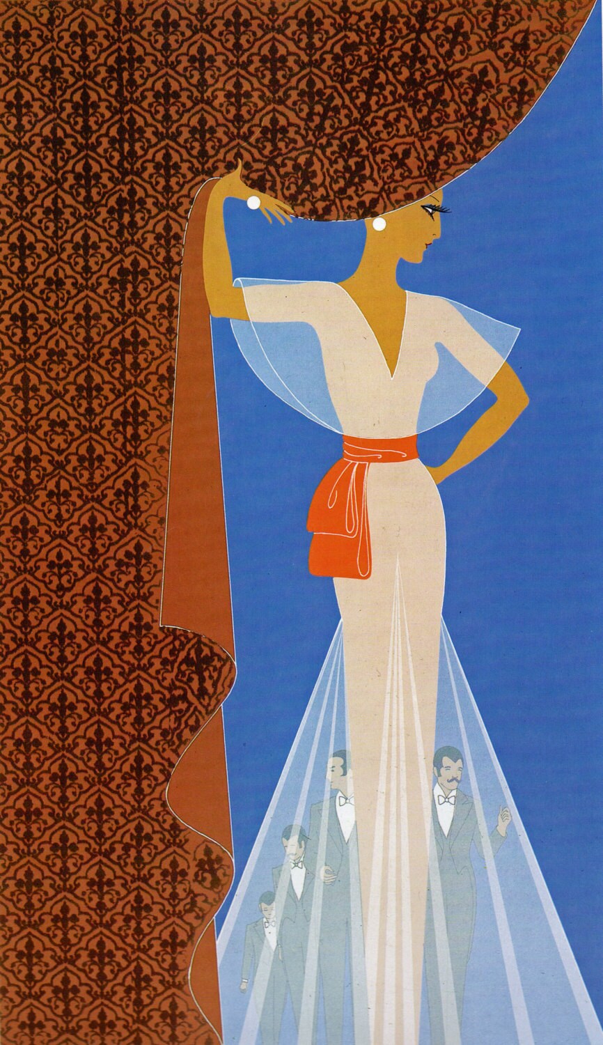 THE CURTAIN Chic Original Vintage ERTE Art Deco Print Fashion | Etsy
