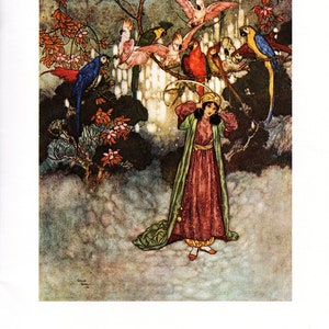 Edmund DULAC Beauty and the Beast Original 1975 Vintage Art Nouveau Print Book Plate image 2