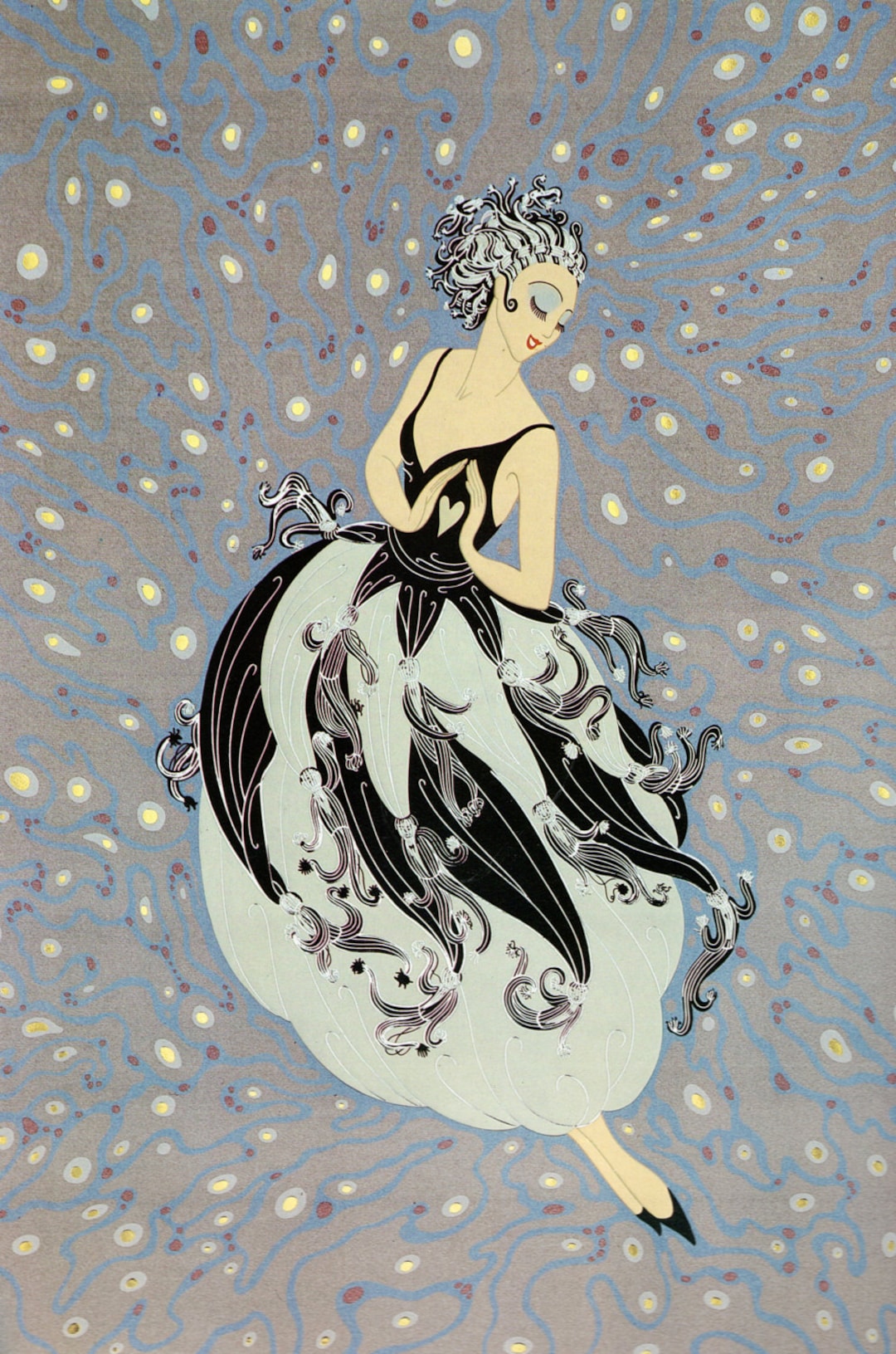 エルテ、ERTE Chic Original Vintage ERTE Art Deco Print TUXEDO Fashion