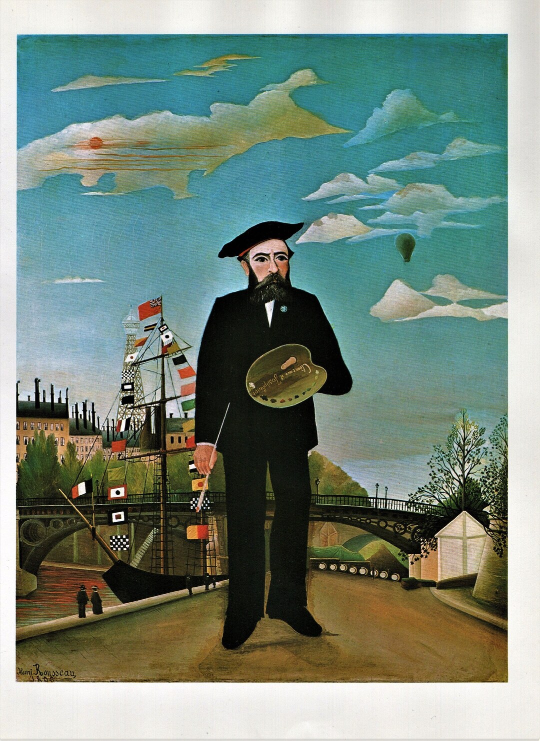 アンリ・ルソー「風景の中の自画像」オリジナル 1975 年 ヴィンテージ