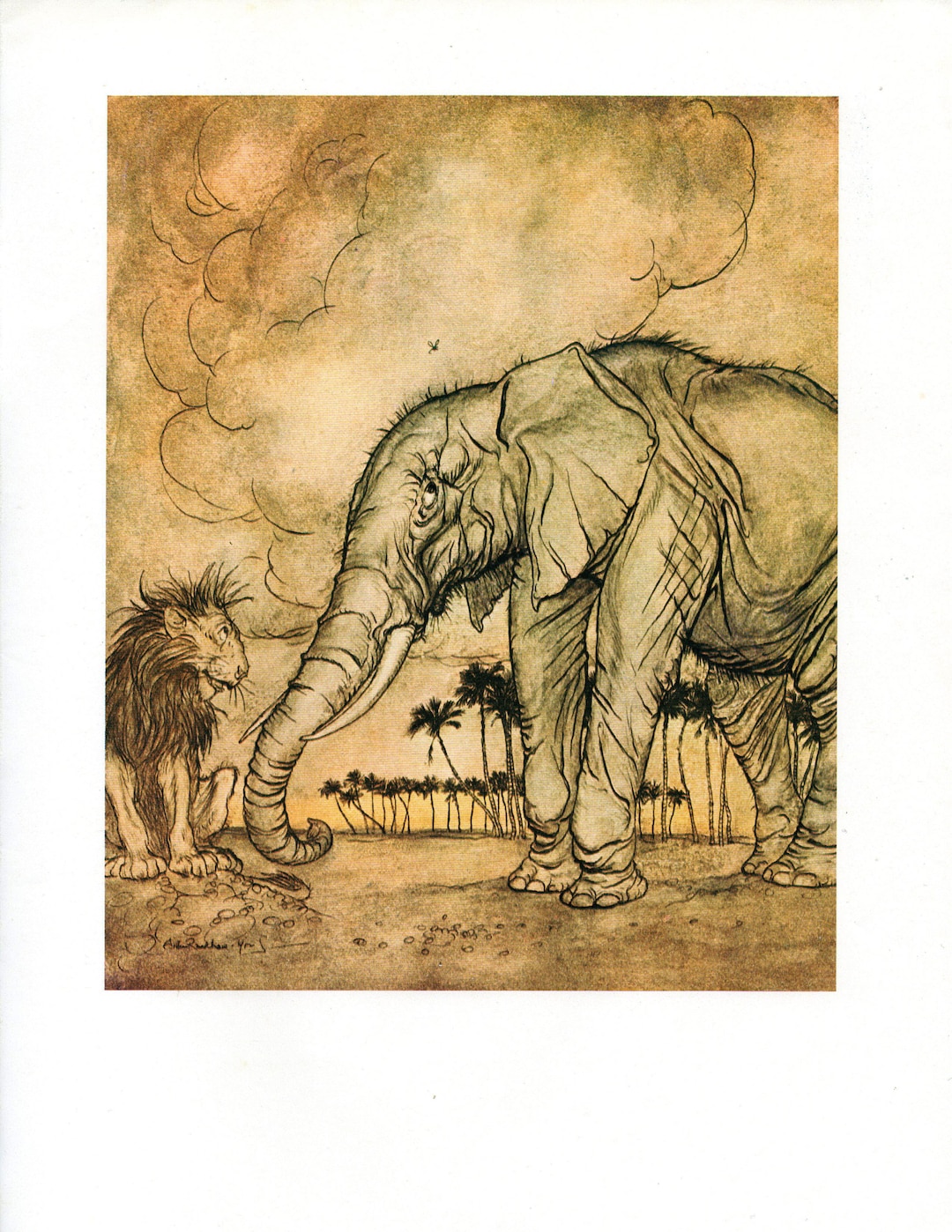 Arthur RACKHAM Aesop's Fables Original 1975 Vintage Art Nouveau Print ...