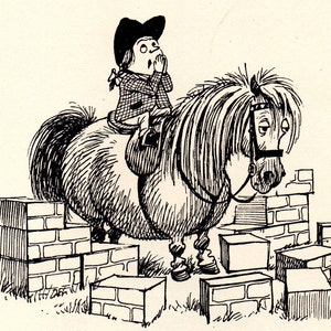 Original 1962 Lustiges THELWELL PFERD / PONY Vintage Art Cartoon Druck