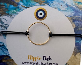 Pulsera de macramé de encanto del círculo de oro de la vida, pulsera del círculo de karma, pulsera de yoga, joyas del círculo de la vida, regalo para la novia, círculo de la vida