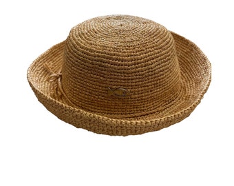 Sombrero de paja de ganchillo, sombrero de rafia vegano, sombrero de paja natural, sombrero de mercado francés, sombreros de rafia